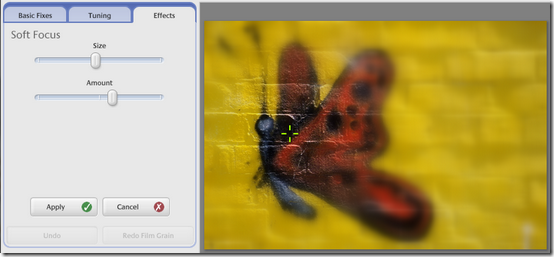 Результат мягкой фокусировки с выделенной центральной зоной