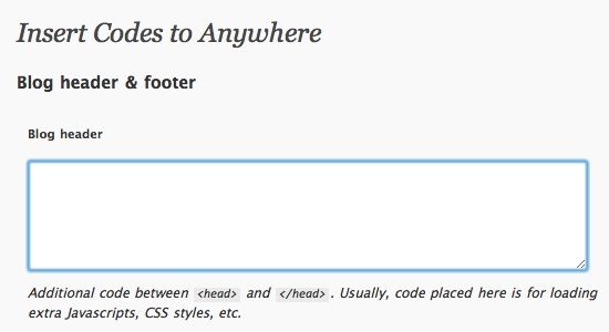Плагин Insert Codes для WordPress и поле Blog header