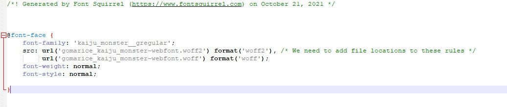 Фрагмент stylesheet.css с примером @font-face