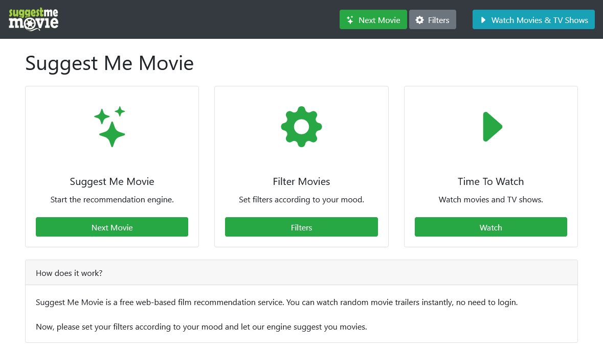 рандомный выбор фильма на Suggest Me Movie