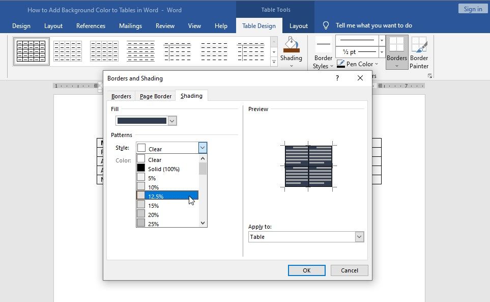 Различные варианты оттенков цвета