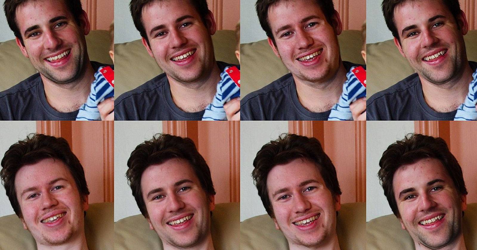 Набор изображений, демонстрирующих разные дипфейки лица мужчины