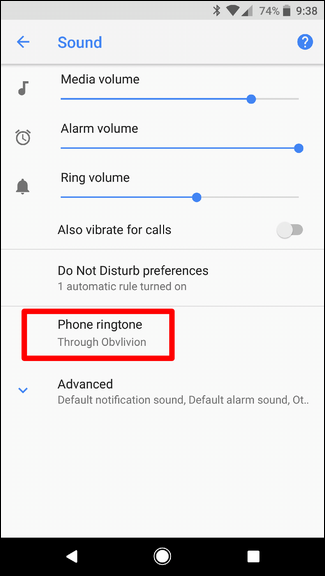 Список доступных рингтонов в Android