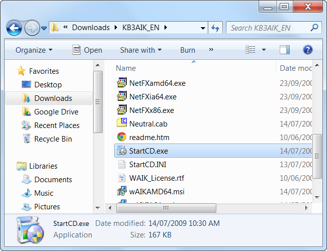 Окно установки Windows AIK