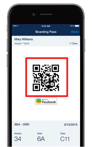 Пример готового QR‑кода посадочного талона на экране устройства