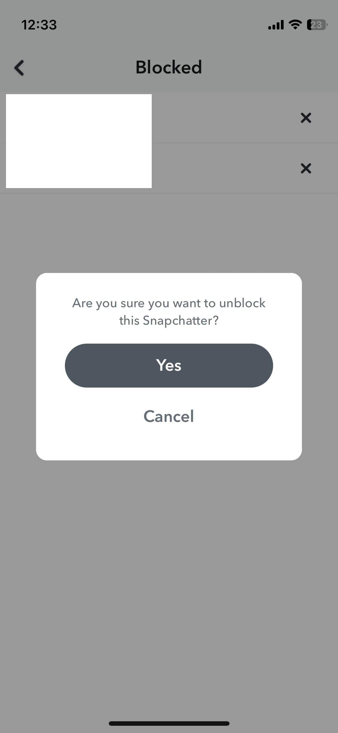 Процесс разблокировки пользователя в Snapchat