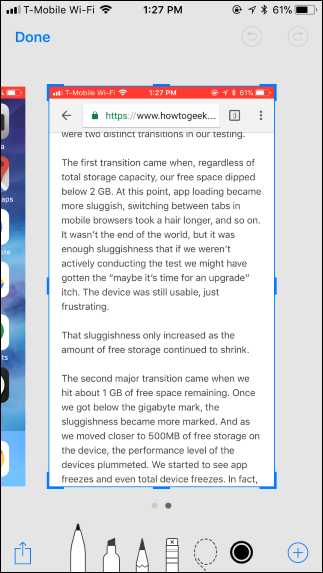 Просмотр и разметка скриншота на iPad/iPhone