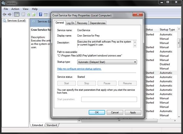 Службы Windows в консоли Services