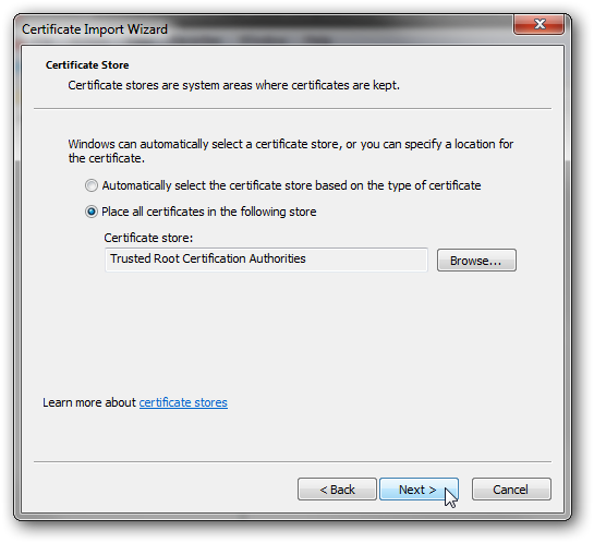Подтверждение хранилища по умолчанию