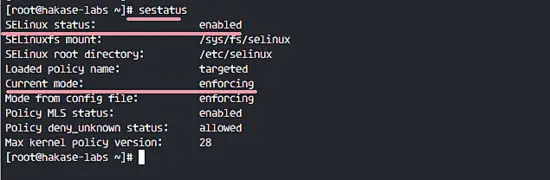 Проверка режима SELinux