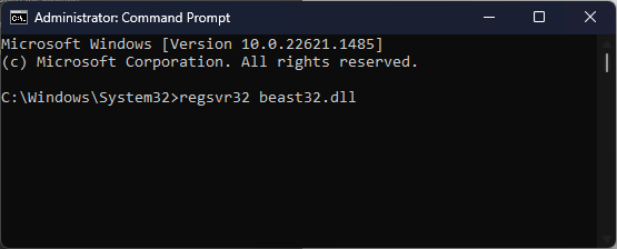 Команда regsvr32 для регистрации DLL