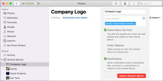 Просмотр участников общего альбома: список приглашённых в Photos на Mac
