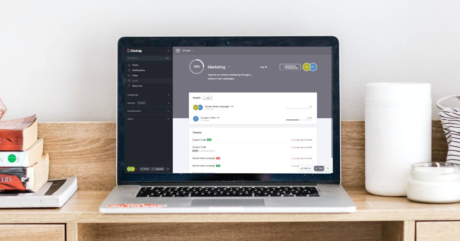 Как поставить и отслеживать цели в ClickUp