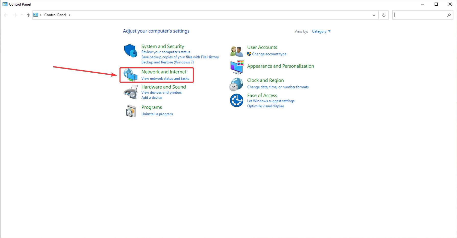 Параметры Сеть и Интернет в Windows 10 с выделенным разделом