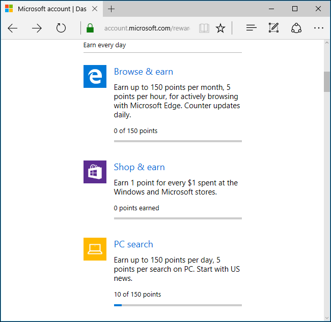 Баллы и уровни в Microsoft Rewards