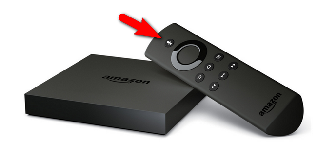 Кнопка микрофона на пульте Fire TV выделена красным