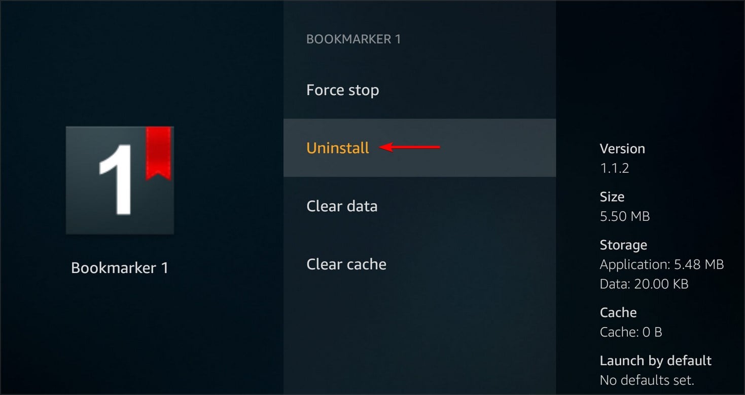 Удаление приложения с Fire TV