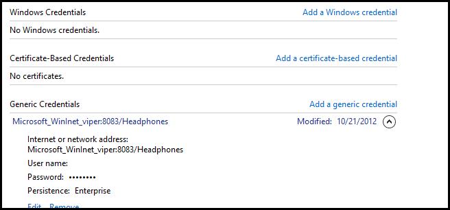 Generic Credentials — записи базовой аутентификации