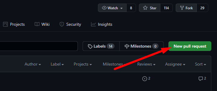 Выбор репозитория и ветки при создании Pull Request