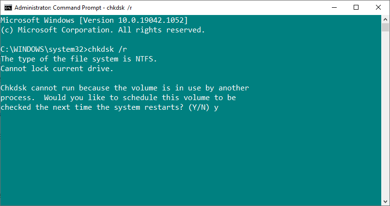 chkdsk r scan windows 10