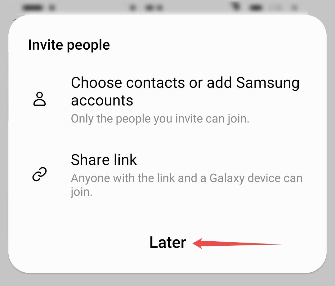 Inviting people to shared album in Samsung Gallery