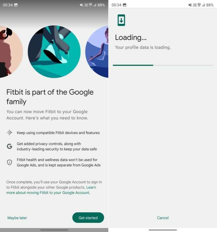 Выбор Google-аккаунта для переноса данных Fitbit