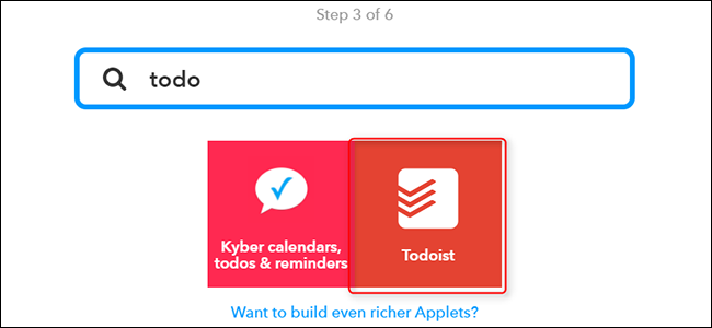 IFTTT: действие Create task в Todoist