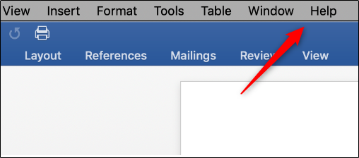 Пункт «Справка» в строке меню macOS