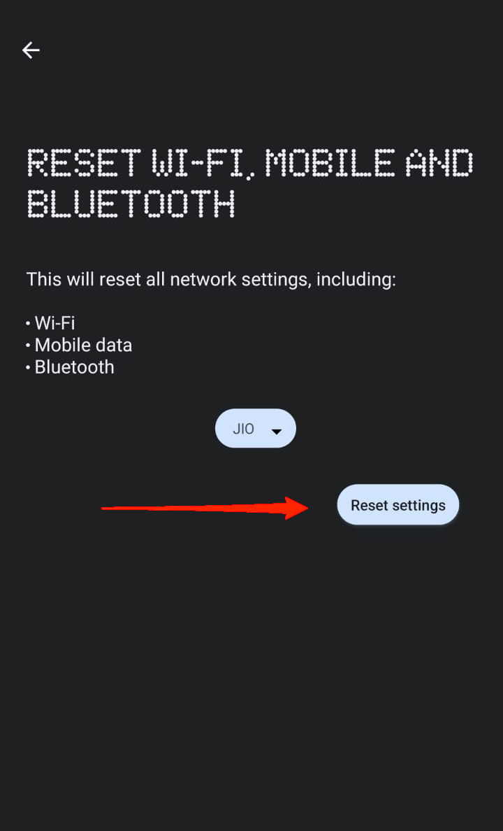 click on the Reset Settings butto