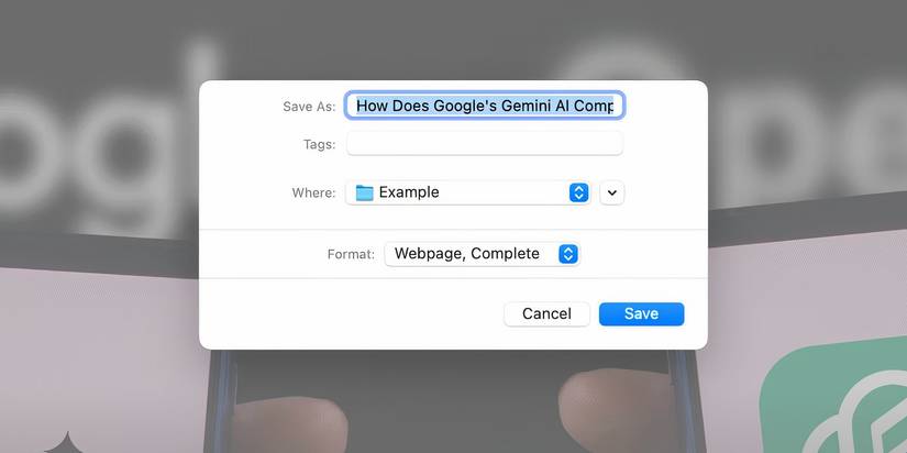 Окно Сохранить как в Google Chrome с выбором имени и места