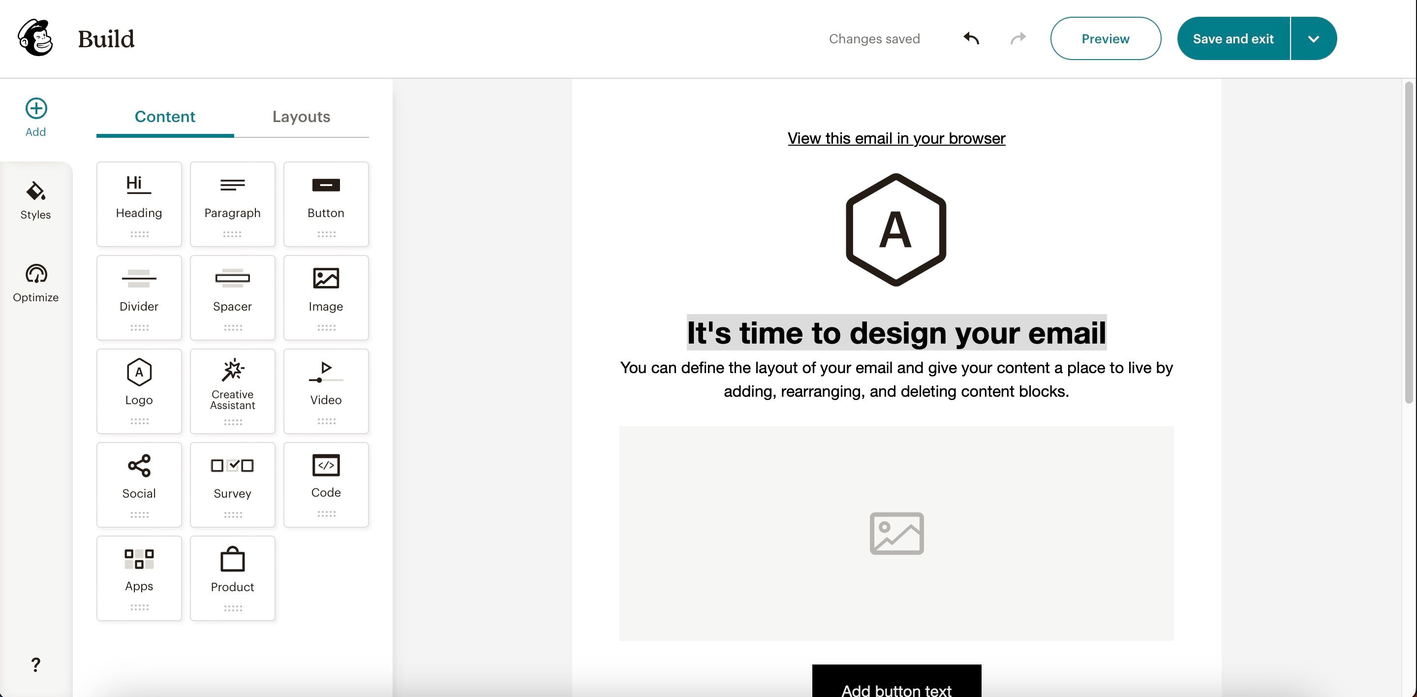Опции кастомизации письма в Mailchimp