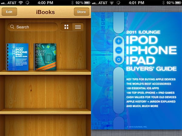 Schermata che mostra il pulsante Open in iBooks in Safari