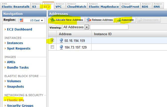 Назначение Elastic IP