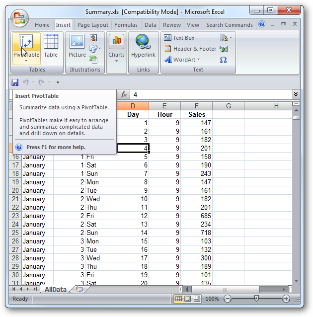 Создание сводной таблицы в Excel