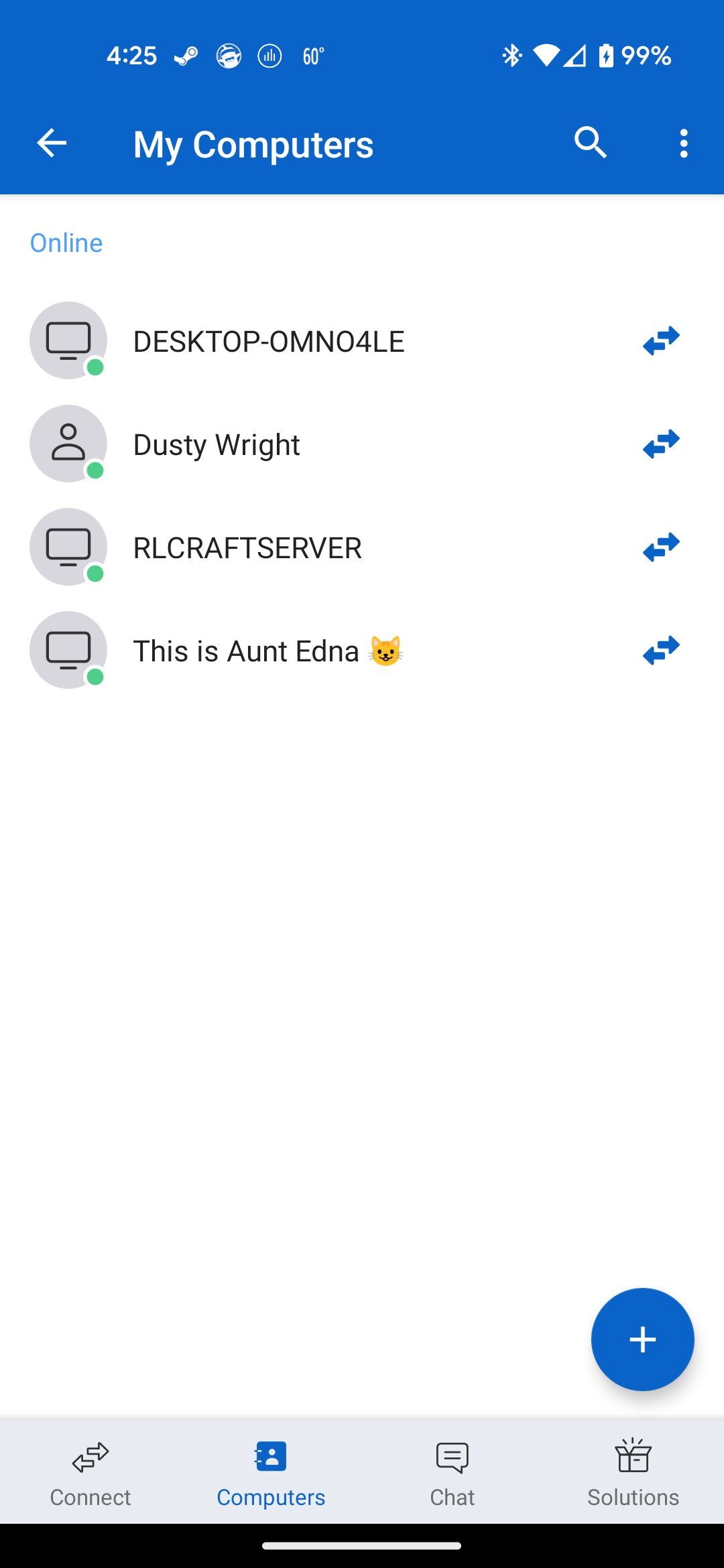 The My Computer group in TeamViewer Remote Control