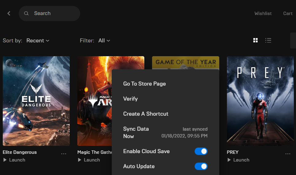 Опция Verify в Epic Games