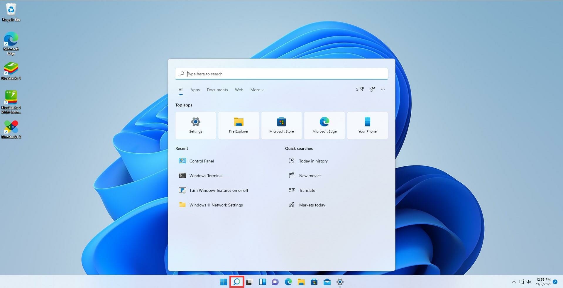 Icona lente di ingrandimento nella barra delle applicazioni di Windows 11