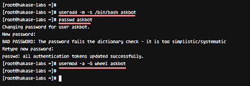 Создание пользователя askbot