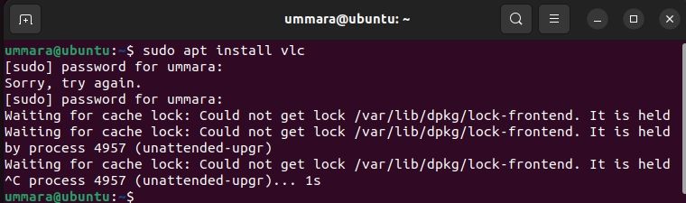Ошибка: ожидание блокировки кэша /var/lib/dpkg/lock-frontend