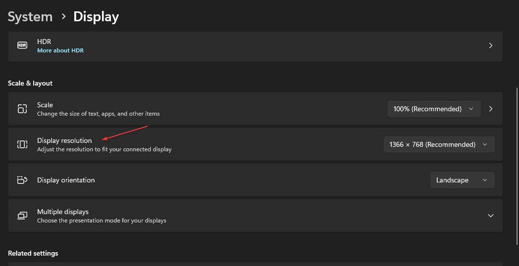 Выбор разрешения экрана