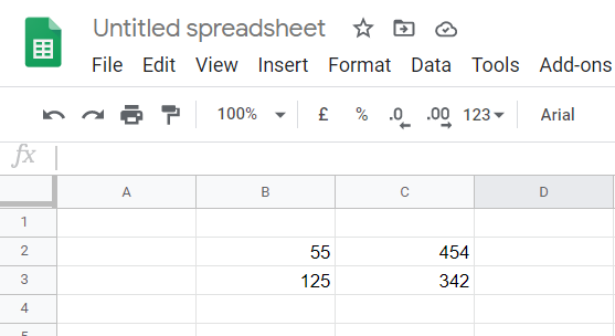 Открытый документ Google Sheets, выделена колонка