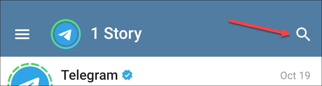 Поиск каналов в Telegram на Android — поле поиска