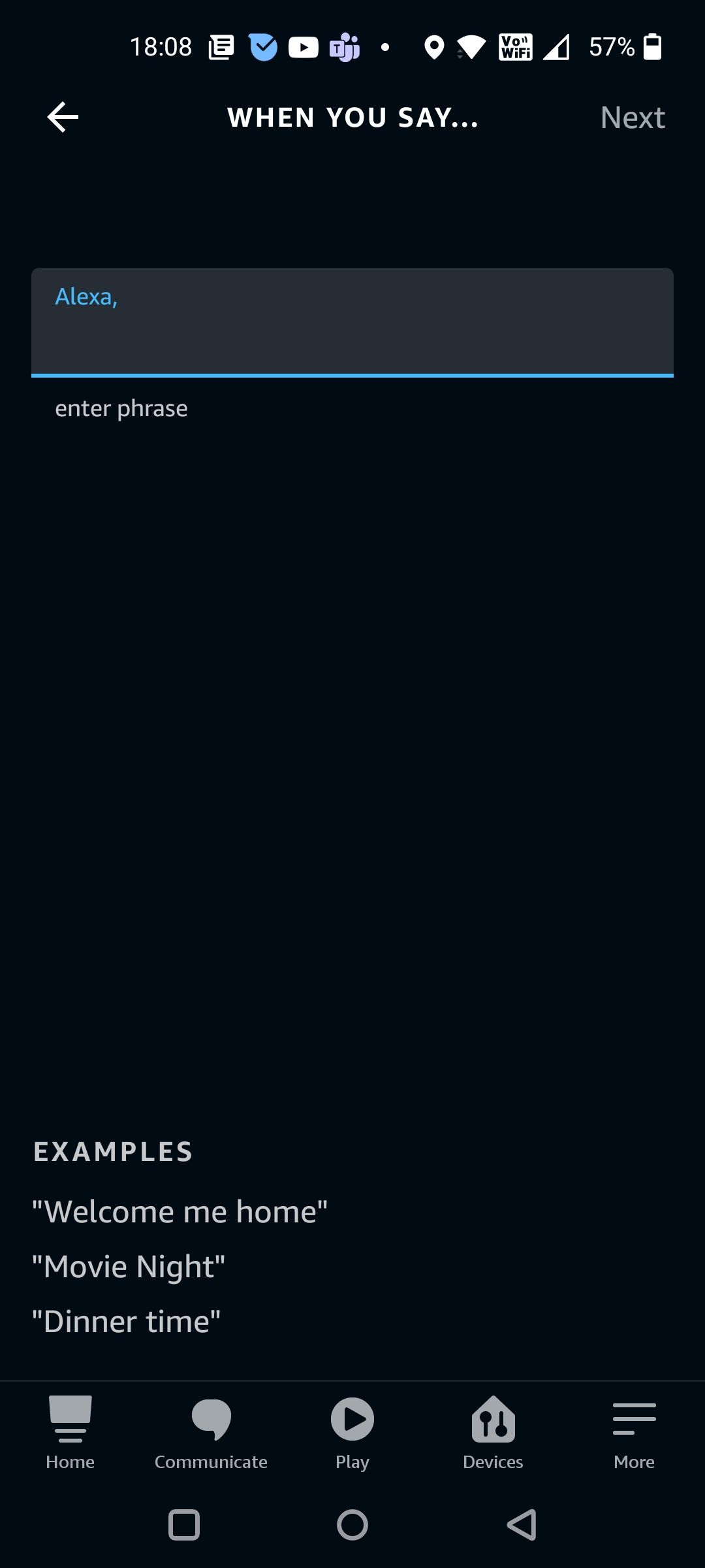 Choose Phrase Set as Trigger in When This Happens Section