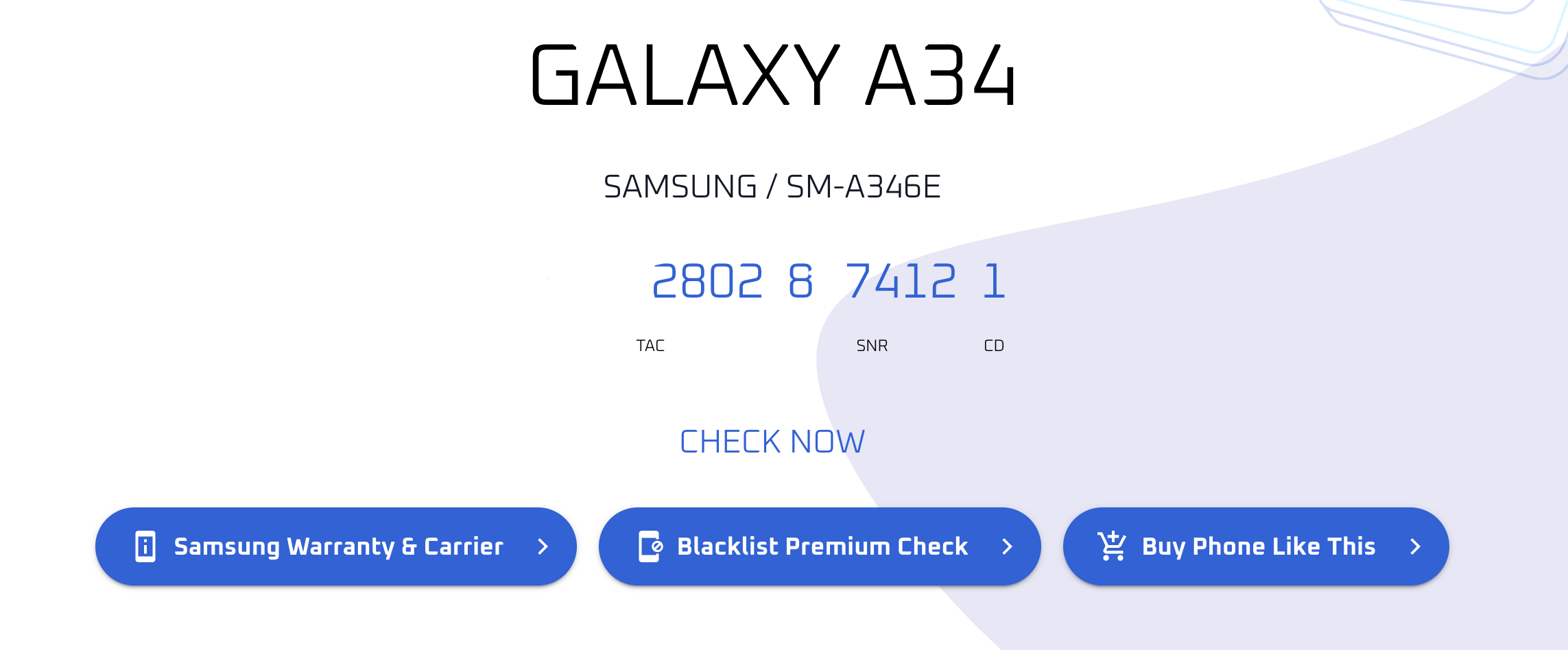 IMEI номер на сайте IMEI.info.