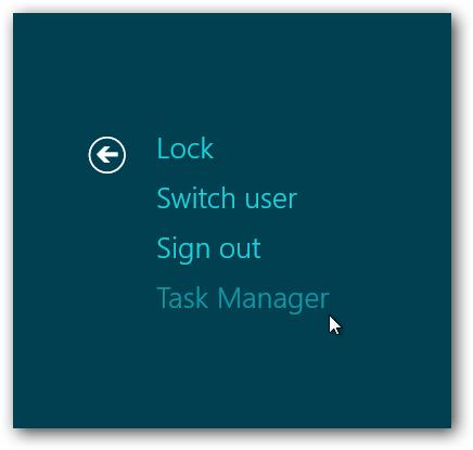 Окно безопасности Ctrl+Alt+Delete с ссылкой на Диспетчер задач
