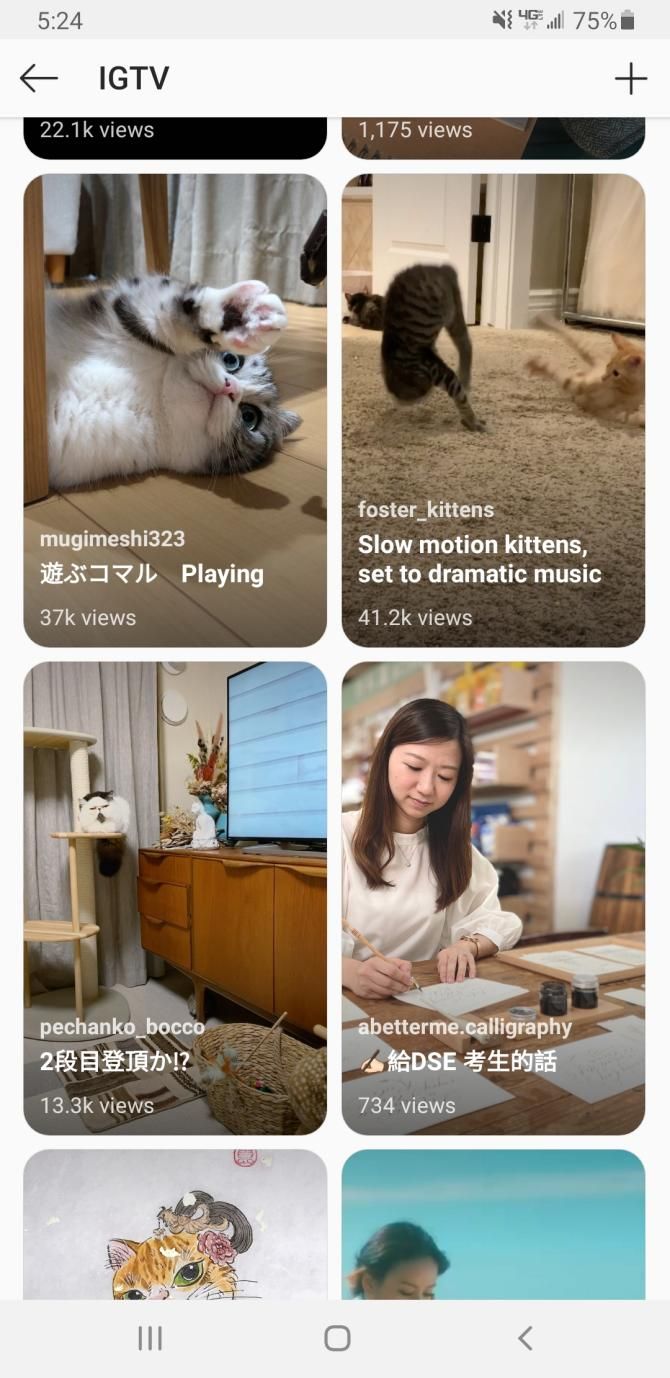 Лента IGTV видео