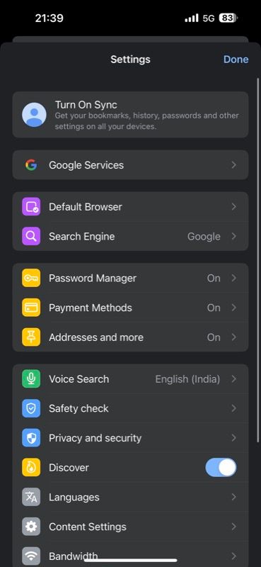 Параметры конфиденциальности Chrome