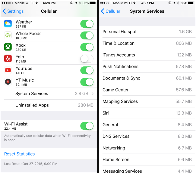 Отключение сотовых данных для отдельных приложений в настройках iPhone