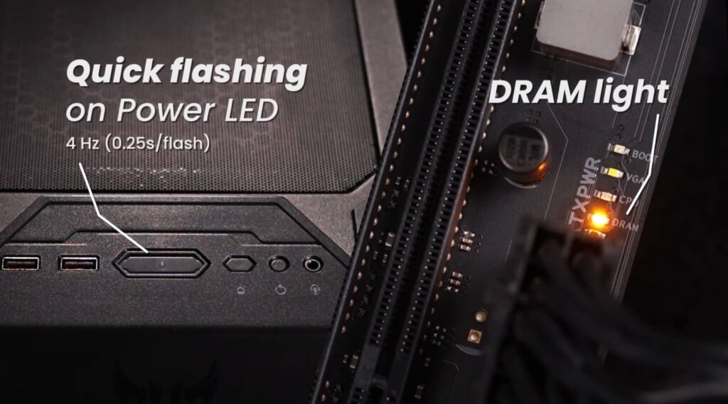 DRAM Light On Motherboard