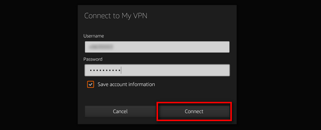 Запрос учётных данных VPN